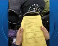 Imagen de la grabación realizada por un médico ecuatoriano, con gafas inteligentes, del examen de residencia que rindió en Argentina.