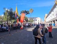 Plantón frente al Municipio de Quito este miércoles 3 de diciembre.