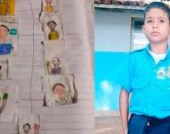 Joao Gabriel, junto a sus figuras dibujadas por sus propias manos.