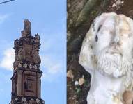 La imagen afectada corresponde al monumento ubicado en la colina de Cullca, entre las calles Luis Cordero y Eugenio Espejo,