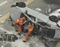 Dos personas murieron en el interior del vehículo murieron en el accidente de Shanghái.