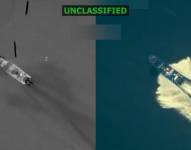 Captura de video tomado de la red social Truth Social de la cuenta @realDonaldTrump del presidente de Estados Unidos, Donald Trump, donde se ve una embarcación en el mar Caribe.