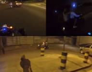 En el video se escucha que el policía pide apoyo mientras continúa detrás de los delincuentes.