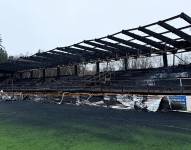 Imagen del estadio Tehtaan Kenttä fue incendiado por los hinchas del Haka Valkeakoski