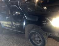 Imagen del patrullero baleado por criminales en el distrito Nueva Prosperina de Guayaquil,