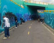 La zona en donde se vandalizó un mural en el intercambiador de El Labrador.
