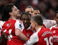Jugadores del Arsenal celebrando la goleada.