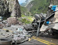 Imagen de RPP Noticias, de Perú, del lugar del accidente provocado por la caída de rocas.