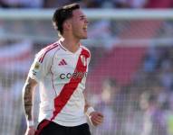 Franco Mastantuono celebrando su gol anotado contra Boca Juniors en el superclasico del 2025
