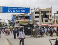 Frontera de Ecuador con Perú, en Huaquillas al sur de Ecuador.
