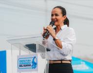 Marcela Aguiñaga durante un evento.