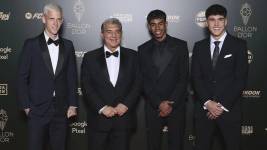 Delegación del FC Barcelona que asistió a la gala del Balón de Oro.
