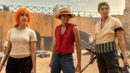 Los actores Emily, Iñaki Godoy y Mackenyu en el Live Action de One Piece