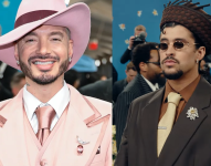 J Balvin y Bad Bunny en la pasarela de la Met Gala.