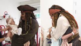 Johnny Depp en visita a hospital oncológico.