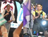 Luisa González y Daniel Noboa en campaña.