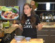 Imagen de Sasha Grey junto a la foto de un ceviche.