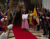 Momento en el que María José Pinto fue recibida con honores en el Palacio de la Vicepresidencia.