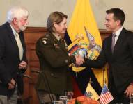 Laura Richardson, jefa del Comando Sur, y el presidente Daniel Noboa en Carondelet durante una reunión en Carondelet
