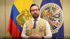 El exvicecanciller uruguayo Nicolás Albertoni en su video con el mensaje para Ecuador.
