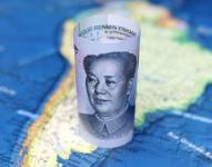 Billete de China (Yuan) con el continente latinoamericano
