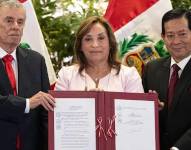 La presidenta Dina Boluarte firmó la amnistía en una ceremonia en el Palacio de Gobierno de Lima.