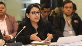 Sariha Moya durante una reunión en la Asamblea