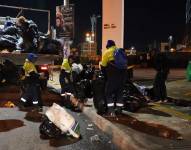 Limpieza de los exteriores del Estadio Olímpico Atahualpa luego de los conciertos de Shakira.