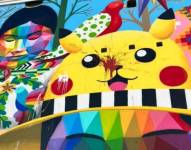 Un ciudadano lanzó pintura sobre el mural de Pikachu.
