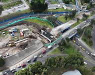 Vista aérea de los trabajos que se realizan en la avenida Occidental.