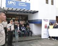 El coronel Wilson Pavón, comandante del DMQ, durante la inauguración de la UPC en la Martha Bucaram.