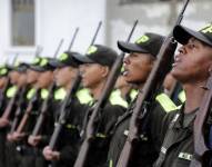 Los aspirantes a policías en las instalaciones de la Escuela de Formación 'San Diego'.