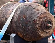 Una bomba de II Guerra Mundial desenterrada, en una imagen de archivo.