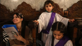 Ceremonia en la Iglesia de San Porforio de Gaza el pasado abril