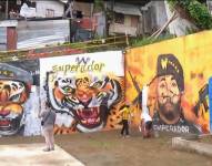 Imagen de murales de Los Tiguerones en Flor de Bastión, noroeste de Guayaquil. Fueron borrados por la Policía Nacional y las Fuerzas Armadas el 24 de enero de 2024.