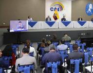 Consejeros del CNE en la Audiencia Pública Nacional de Escrutinio de la consulta popular 2025.