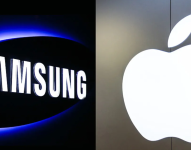 Foto referencial logo Samsung y Apple