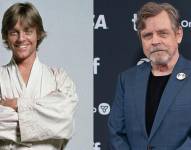 Mark Hamill en el papel de Luke Skywalker en 1977 (i) y en la gala del Robot Salvaje, 2024 (d).