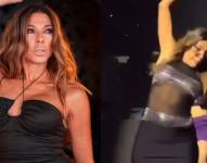 Catherine Fulop se cae del escenario, pero continúa el show con normalidad.