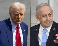 Combo de fotografías donde aparece el presidente de Estados Unidos, Donald Trump, y el primer ministro israelí, Benjamín Netanyahu.