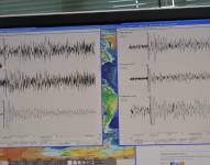 Imagen de la pantalla de un sismógrafo.