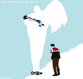 Artistas dibujan a niño sirio como protesta ante crisis migratoria