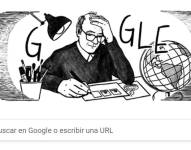 Quino aparece en el doodle de Google, este domingo 17 de julio del 2022, en colores blanco y negro.