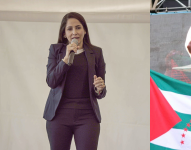 Luisa González y Daniel Noboa, candidatos a la presidencia en diferentes eventos de campaña previo a las elecciones del domingo 15 de octubre de 2023.