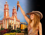 Imagen de archivo de Shakira y de fondo, su ciudad natal, Barranquilla.