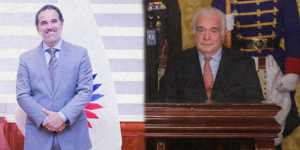 Los ministros Gustavo Manrique (izq.) y Fernando Santos Alvite (der.).