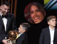 Antonela Roccuzzo desbordó de emoción al ver a sus hijos con Lionel Messi recibir el Balón de Oro en el escenario