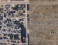 Foto de Gaza antes y después del conflicto.