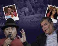 Una composición de Leonidas Iza y Rafael Correa con fotos de Peter Calo y Soledad Padilla.
