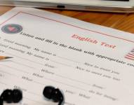 Imagen de un examen de inglés.